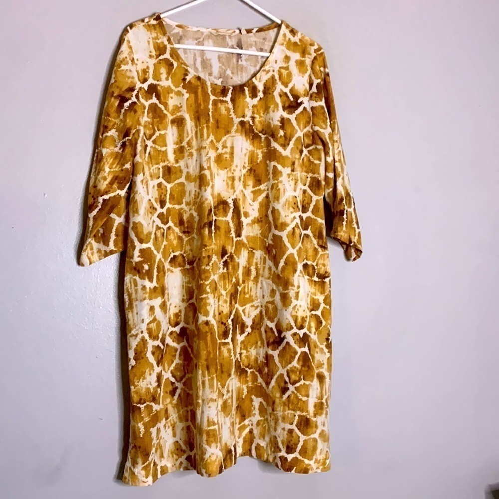 Soft surrounding women’s tunic mini shift dress large giraffe animal print